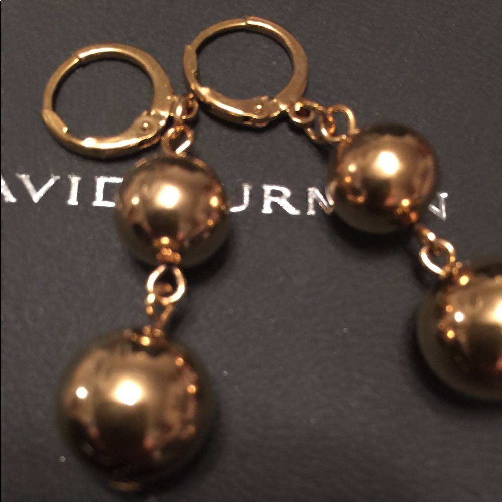 LAST PAIR New 18K Gold Double Ball Earrings - Picture 2 of 2